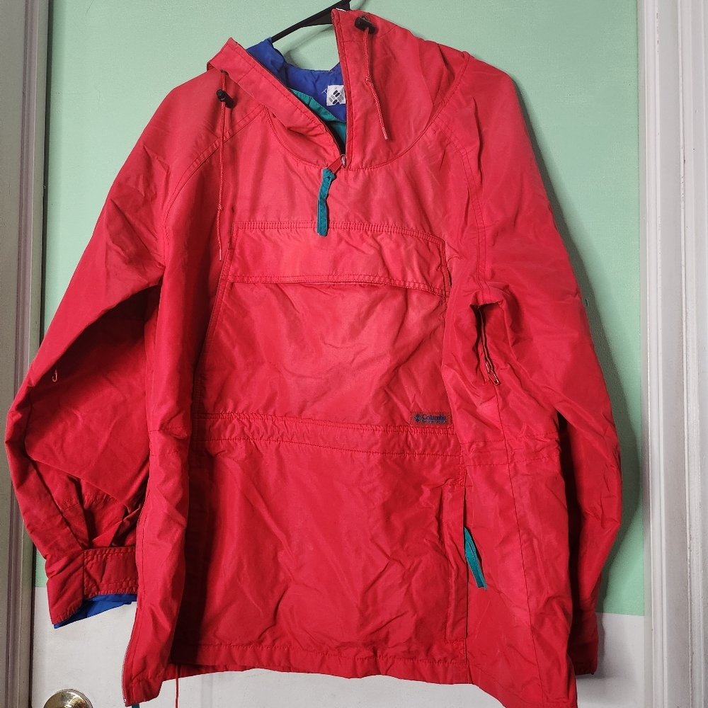 Vintage Columbia men’s medium pull over wind breaker jacket red M ski